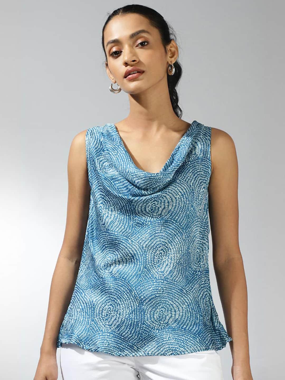Fabindia Sleeveless Abstract Printed Opaque Party Top