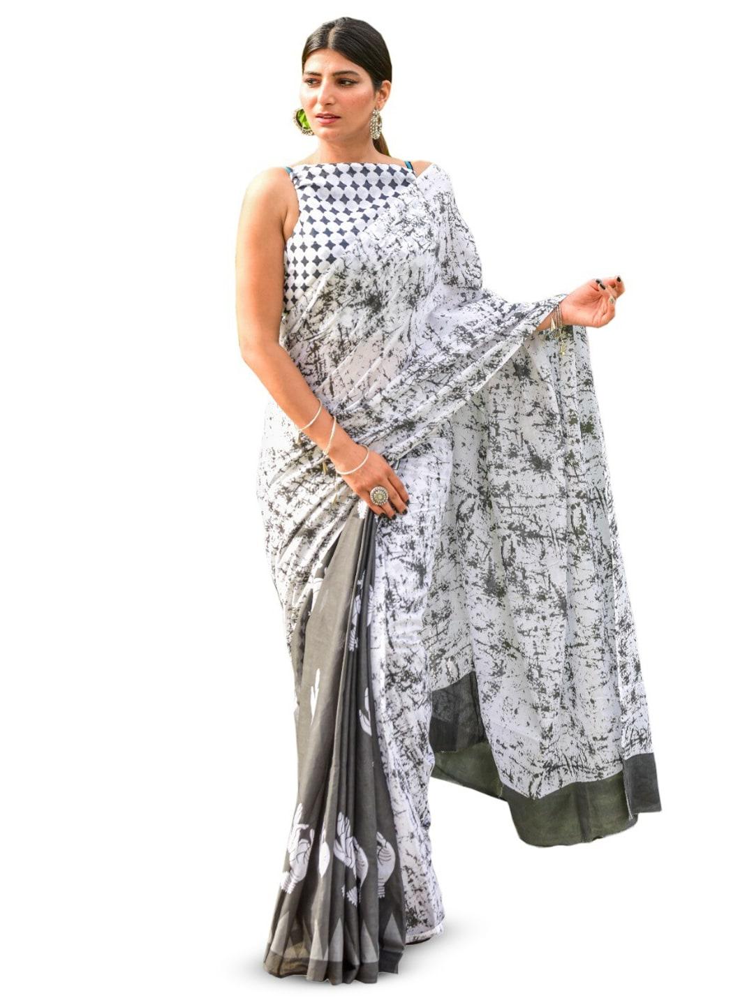 jalther-grey-&-white-pure-cotton-block-print-saree
