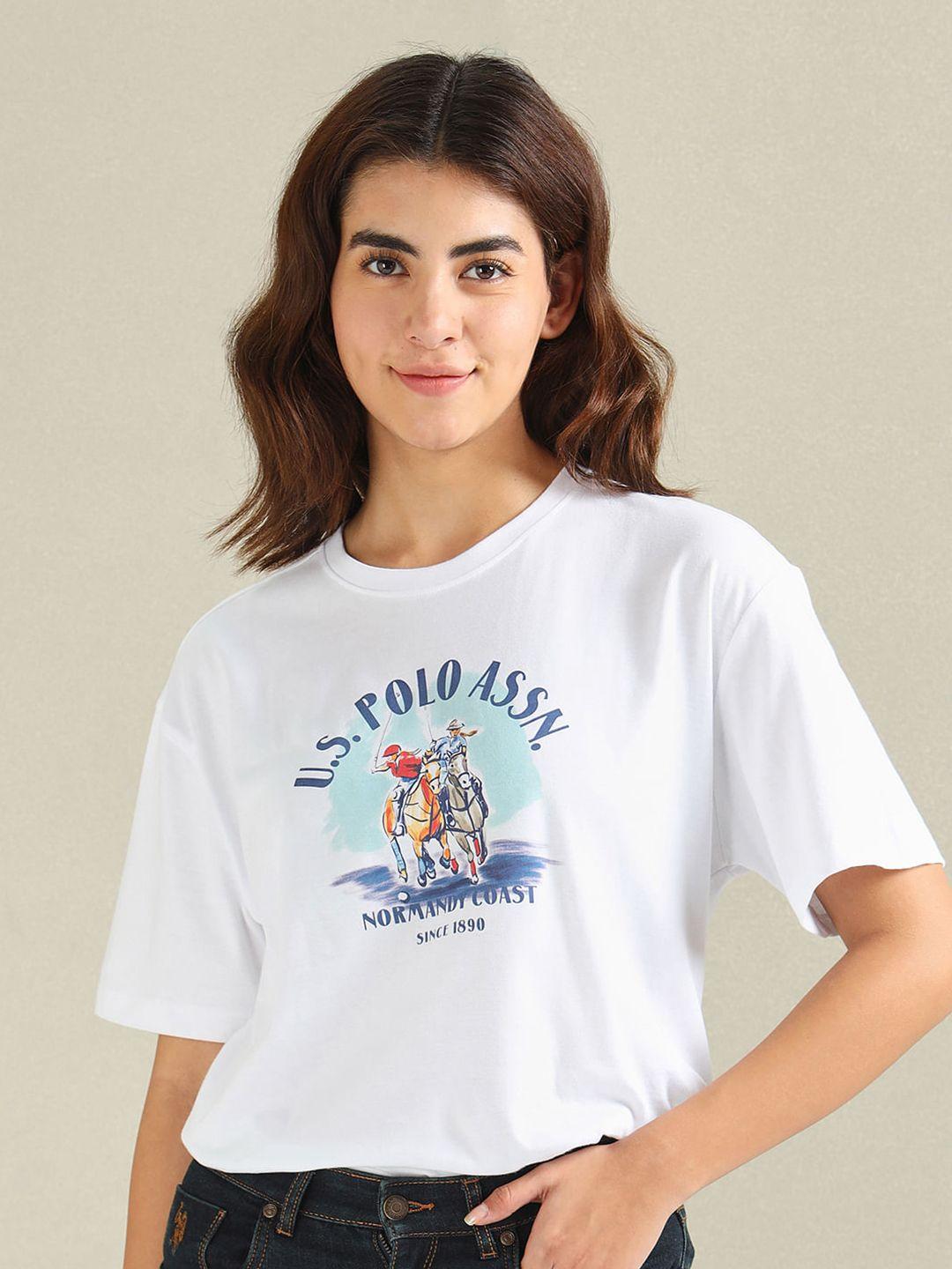 U.S. Polo Assn. Women Printed Cotton Round Neck T-shirt