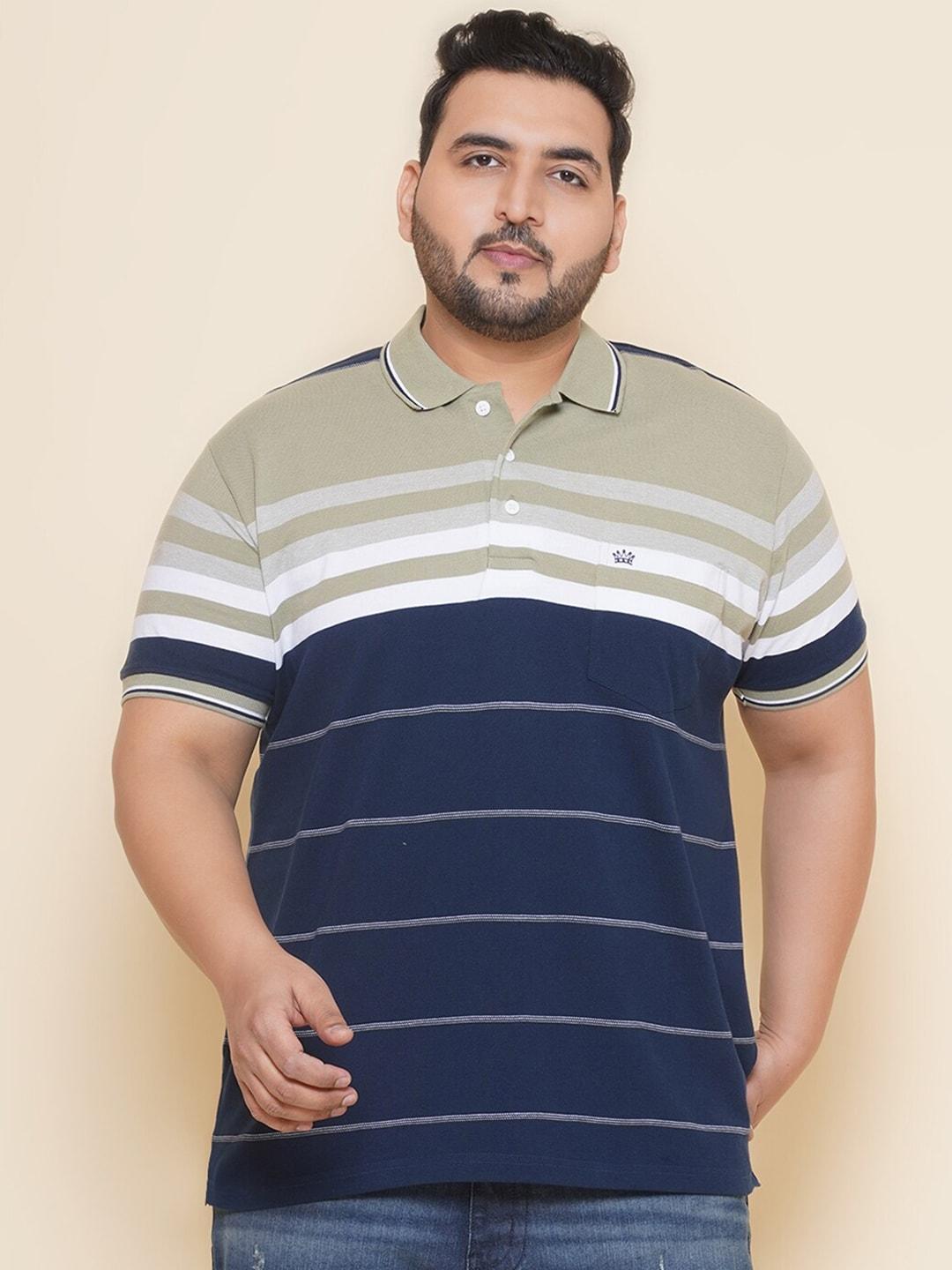 John Pride Polo Collar Striped Short Sleeves Regular Plus Size T-shirt