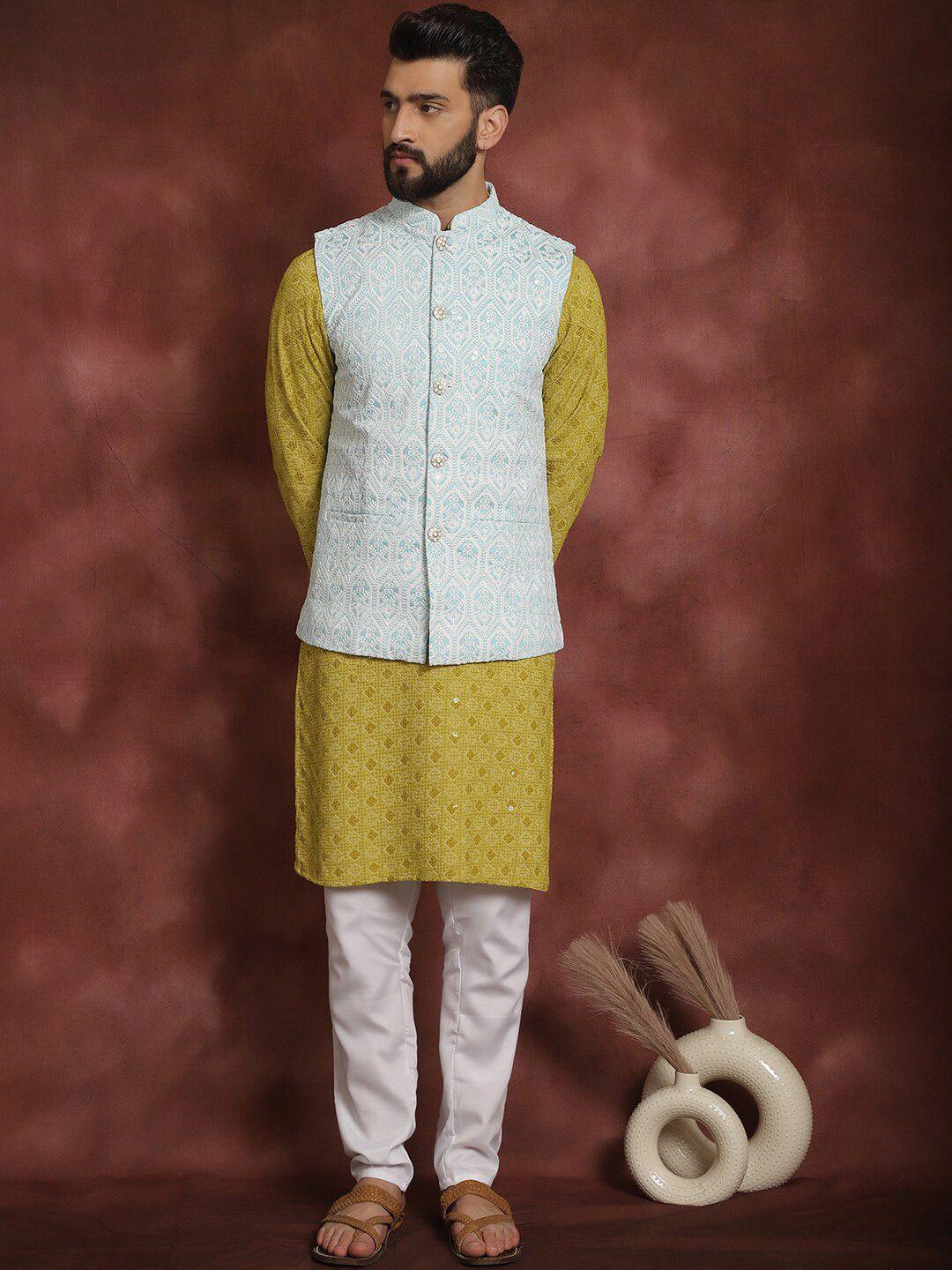 anouk-embroidered-regular-thread-work-kurta-&-churidar-with-nehru-jacket