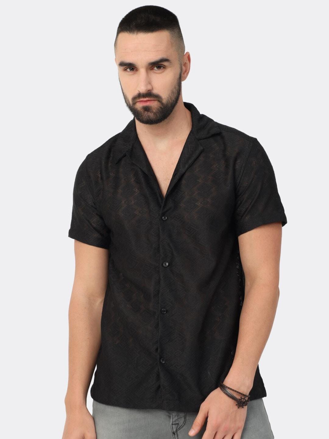 BADMAASH Self Design Slim Fit Stretchable Cotton Casual Shirt