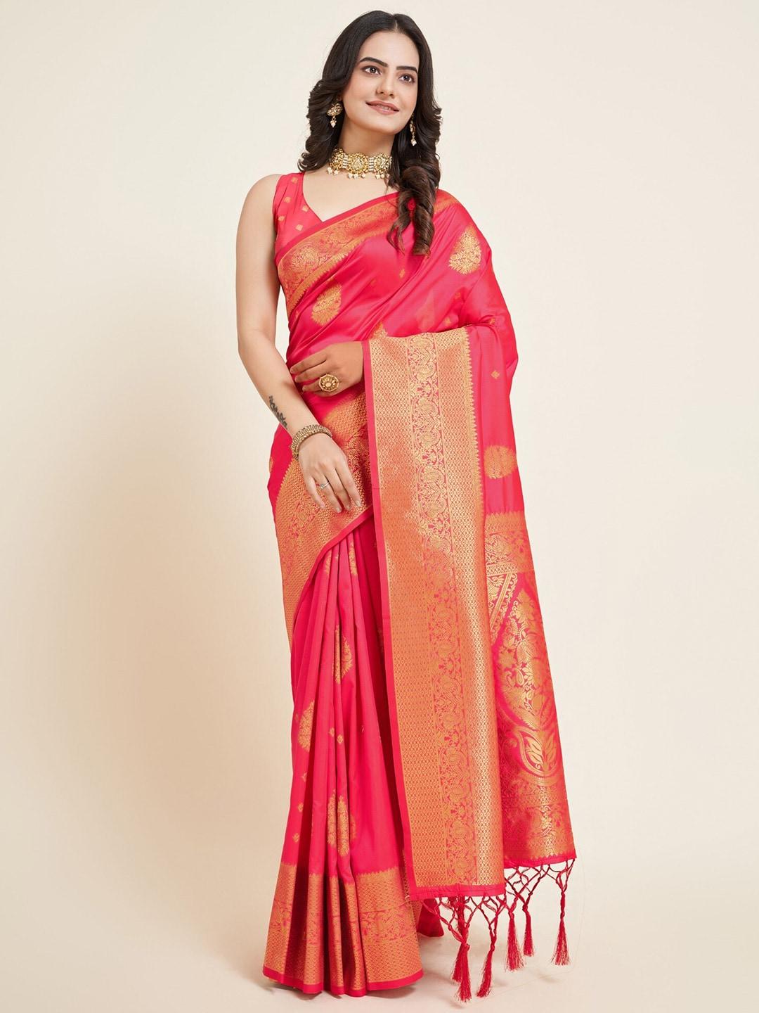 leelipeeri-designer-peach-coloured-&-gold-toned-ethnic-motifs-zari-silk-blend-banarasi-saree