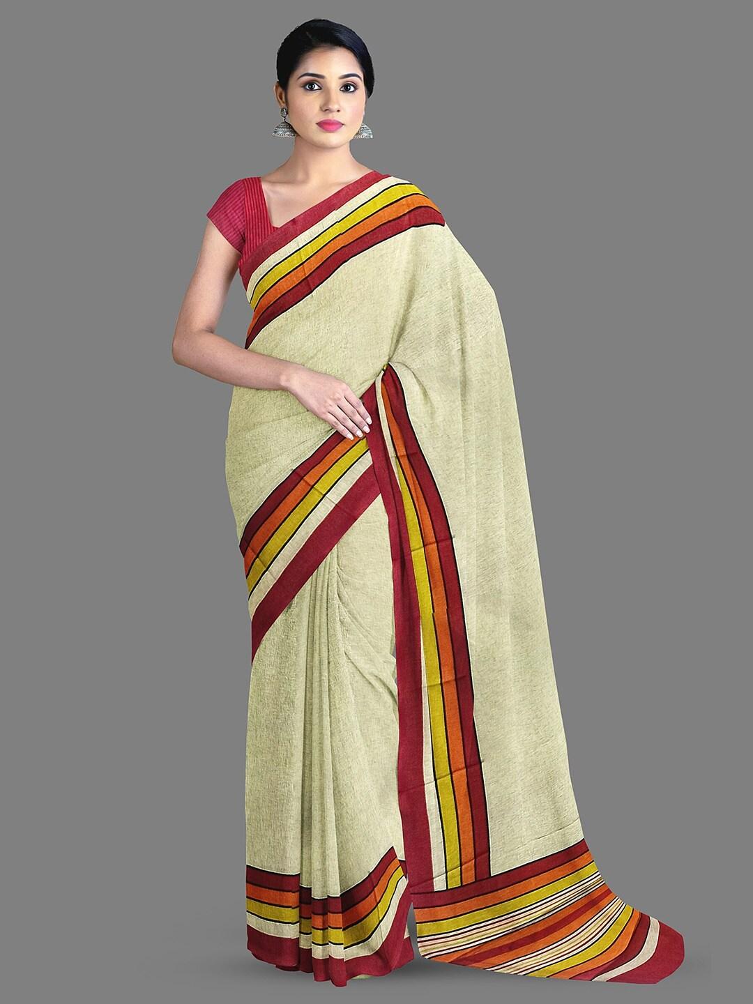 The Chennai Silks Striped Printed Saree