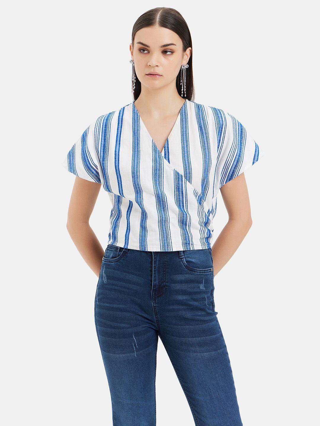 kazo-vertical-striped-extended-sleeves-cotton-top