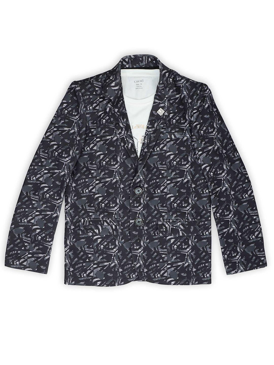 cavio-boys-geometric-pure-cotton-cambric-blazer-with-t-shirt