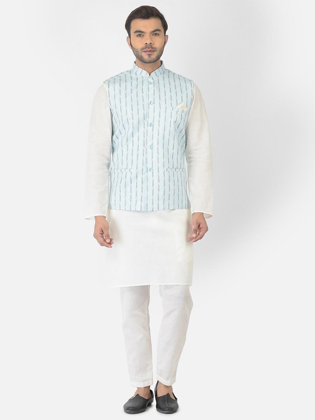 DEYANN Striped Woven Nehru Jacket