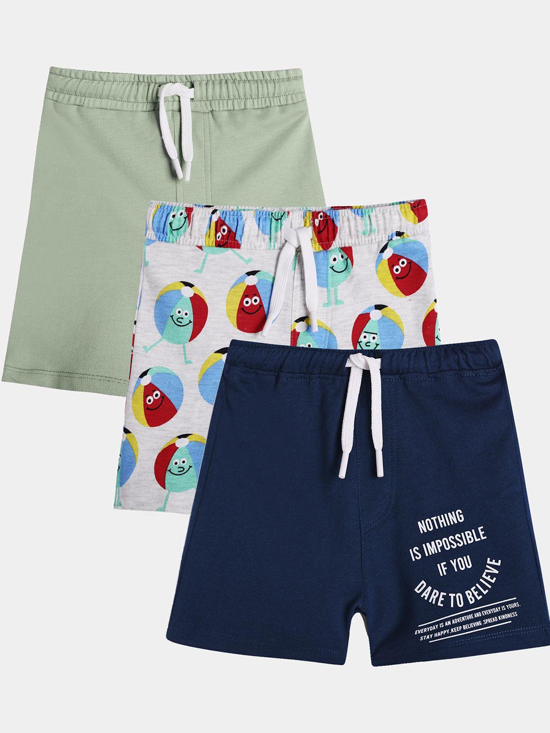 Anthrilo Boys Pack Of 3 Printed Mid-Rise Cotton Shorts