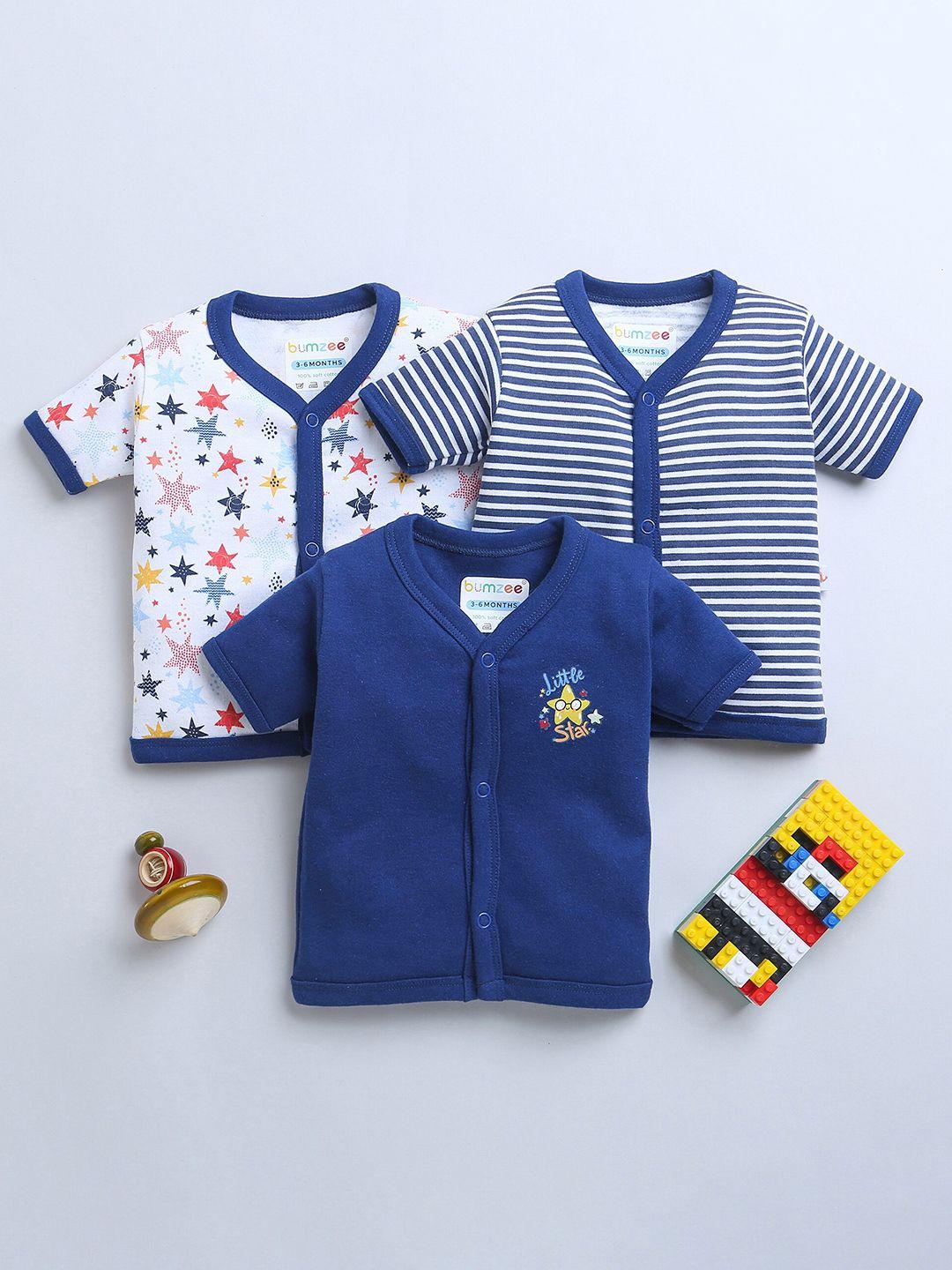 BUMZEE Infants Boys Pack Of 3 Printed Pure Cotton Rich Half Sleeves Jablas Peb9015