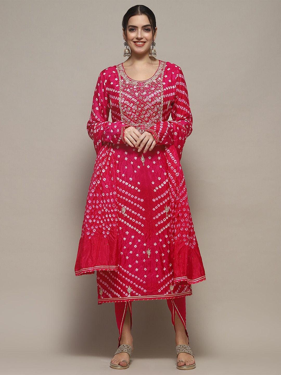 Biba Bandhani Printed Embroidered Unstitched Dress Material
