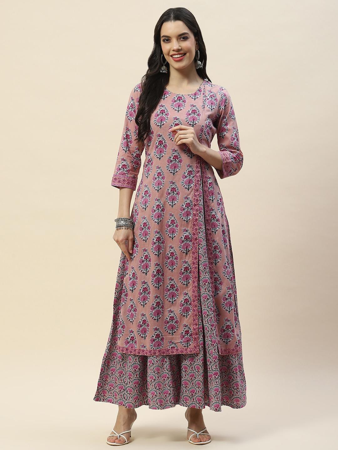meena-bazaar-women-pink-floral-printed-kurta