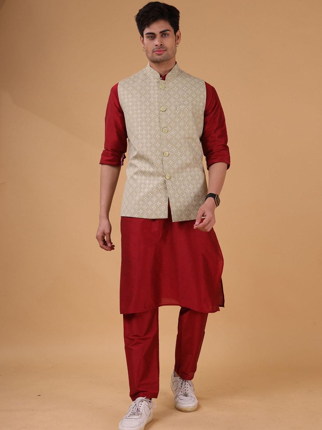 SHIWAM ETHNIX Printed Cotton Linen Nehru Jacket