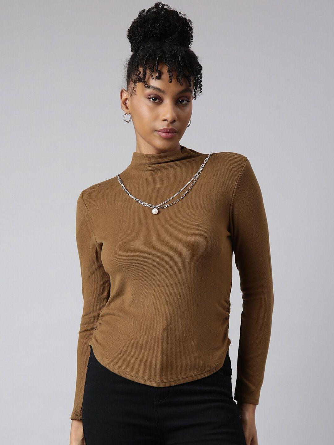 showoff-high-neck-velvet-top-comes-with-chain