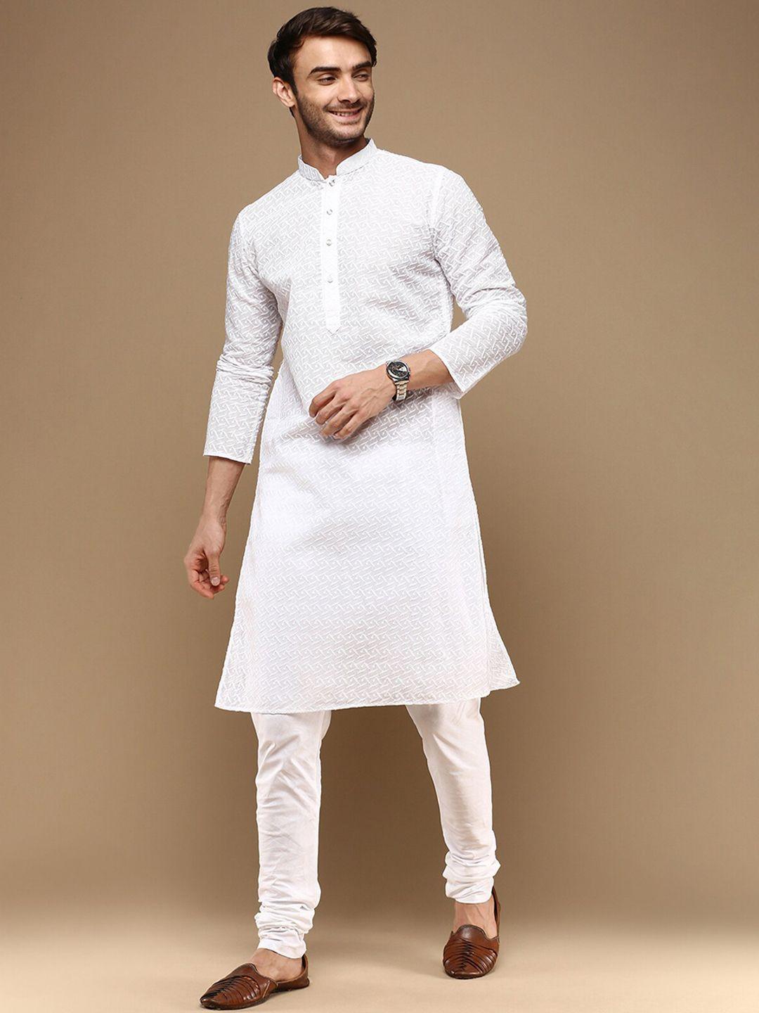 sanwara-mandarin-collar-long-sleeves-ethnic-embroidered-straight-kurta-with-pyjamas