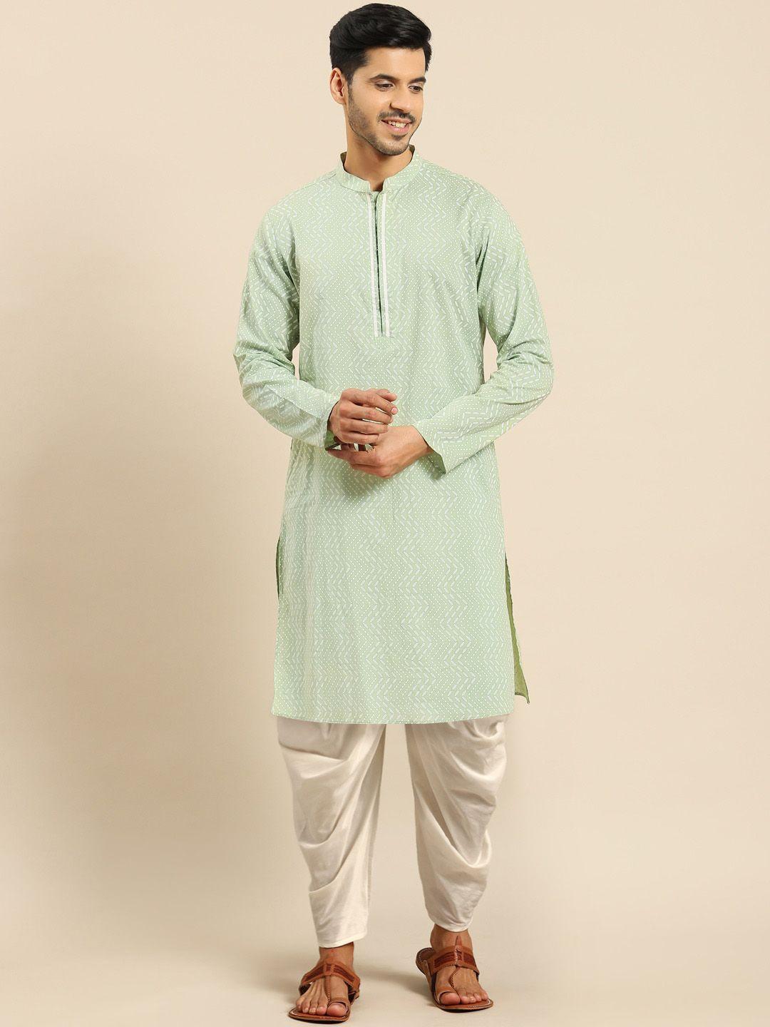 anouk-mandarin-collar-printed-regular-straight-kurta-with-dhoti-pants