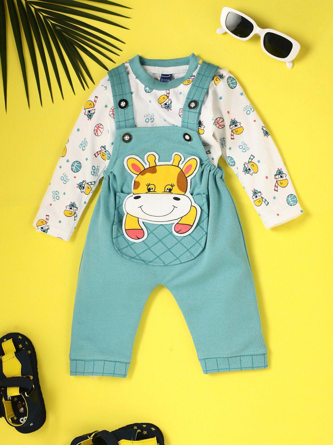 v-mart-infants-graphic-printed-pure-cotton-dungarees-with-t-shirt