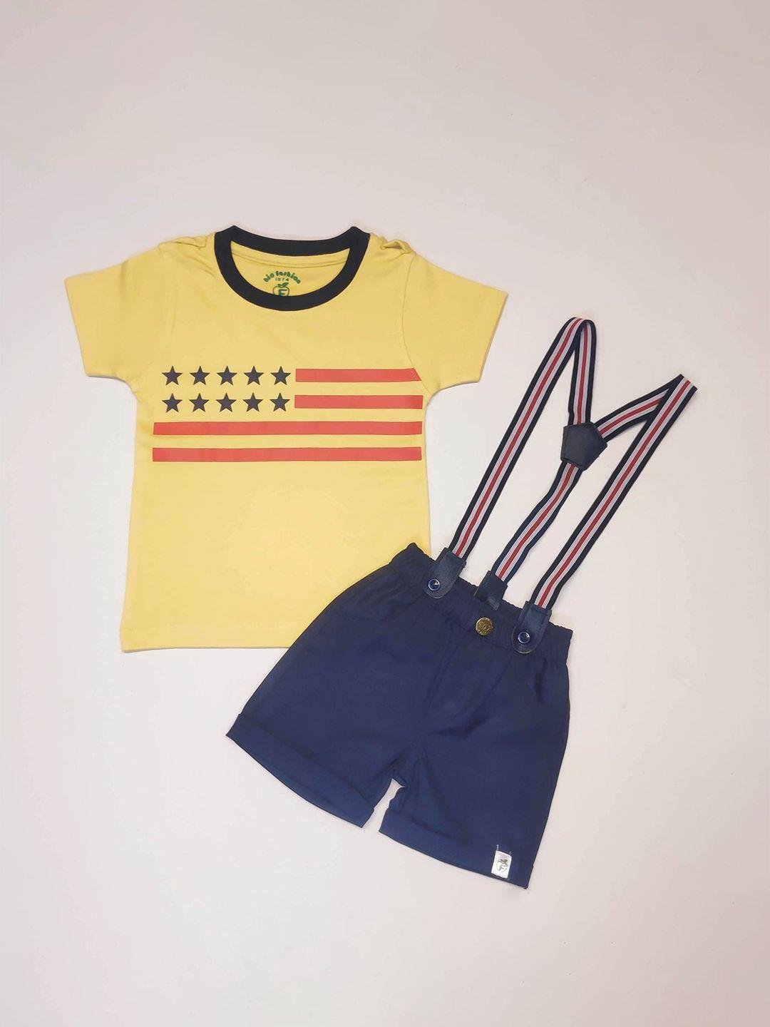 BAESD Boys Printed Pure Cotton T-shirt With Shorts & Suspenders