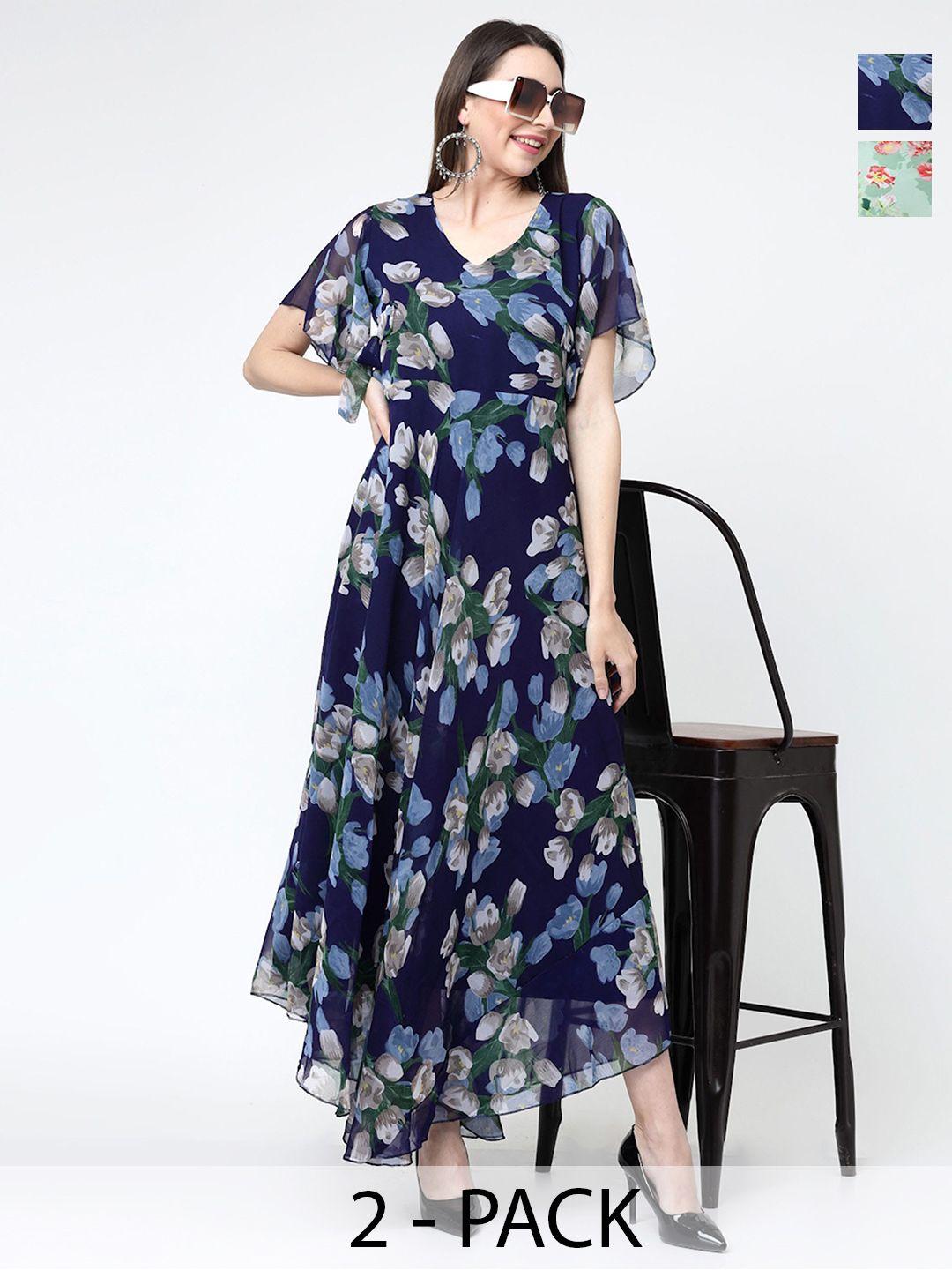 MISS AYSE Pack Of 2 Floral Printed Georgette Maxi Dress