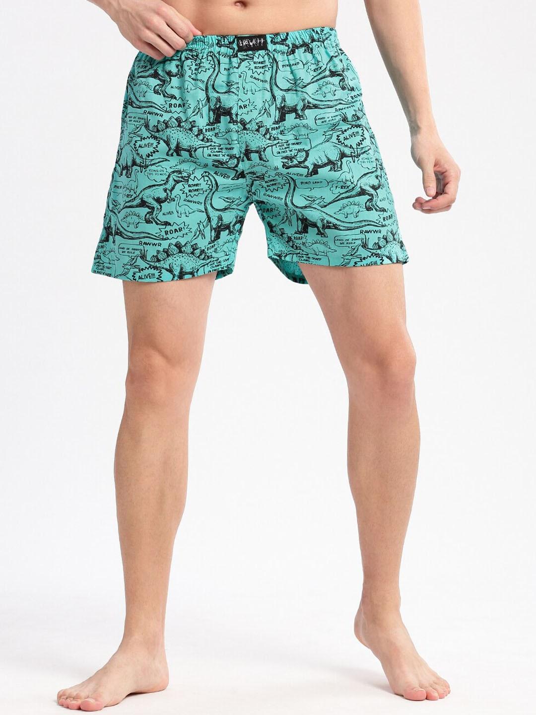 SHOWOFF Dino Printed Pure Cotton Boxers AM-141-2_TurquoiseBlue