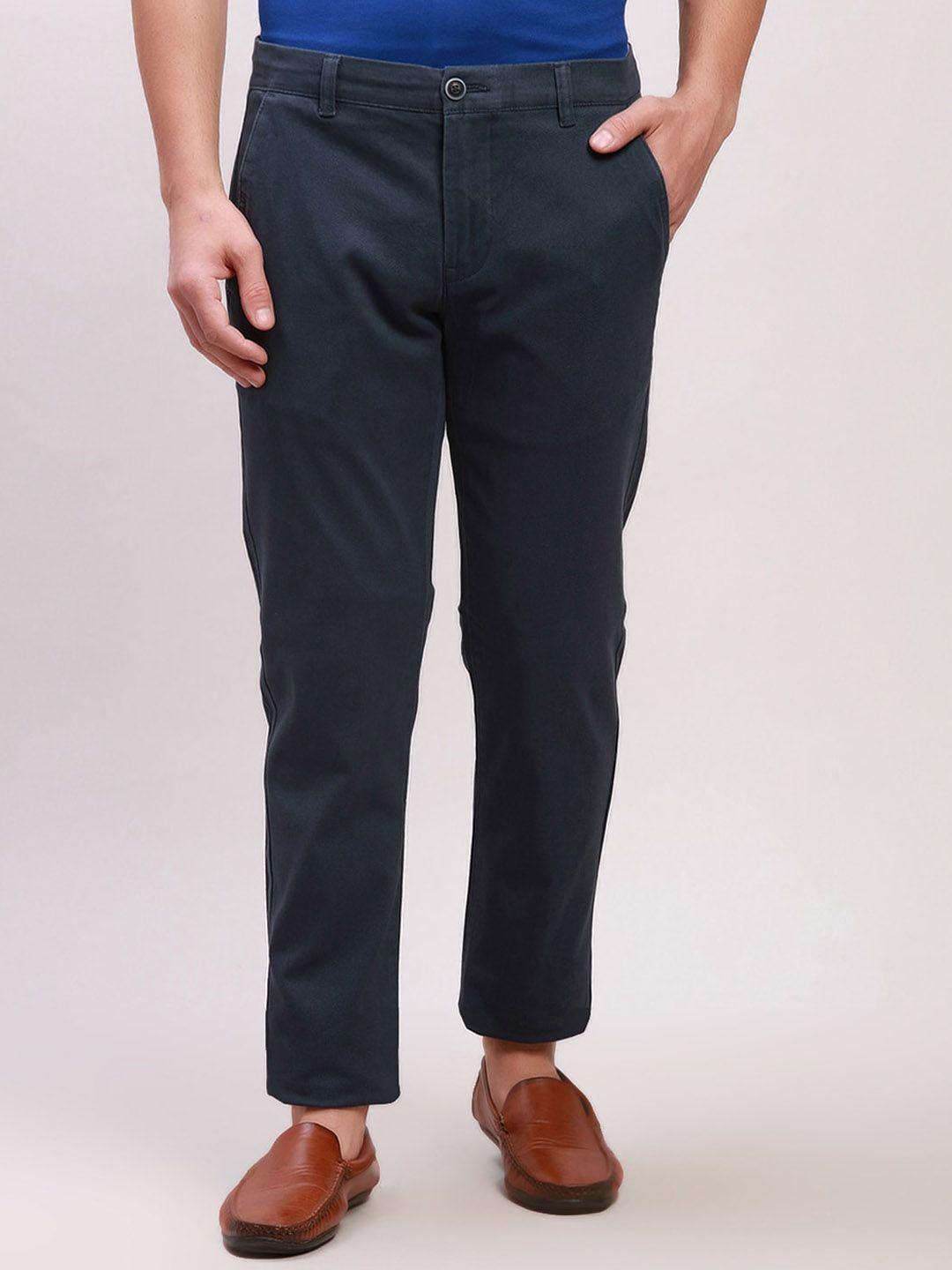 Parx Men Tapered Fit Low-Rise Cotton Casual Trouser