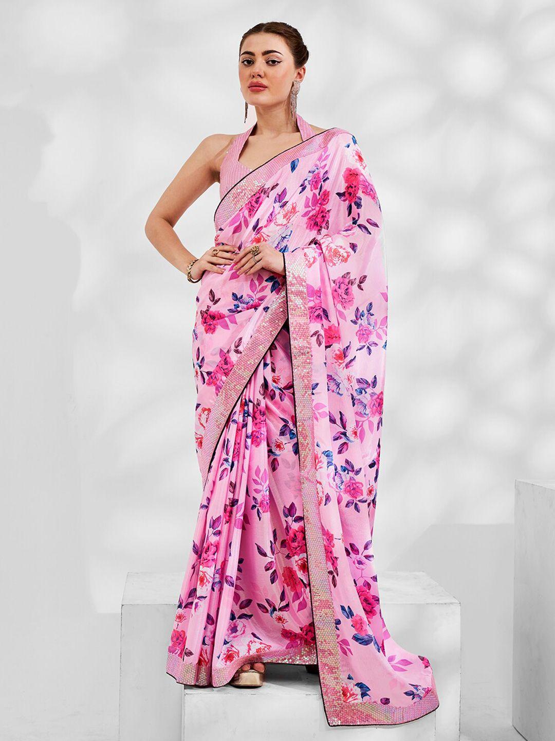 mitera-floral-printed-sequinned-pure-georgette-saree