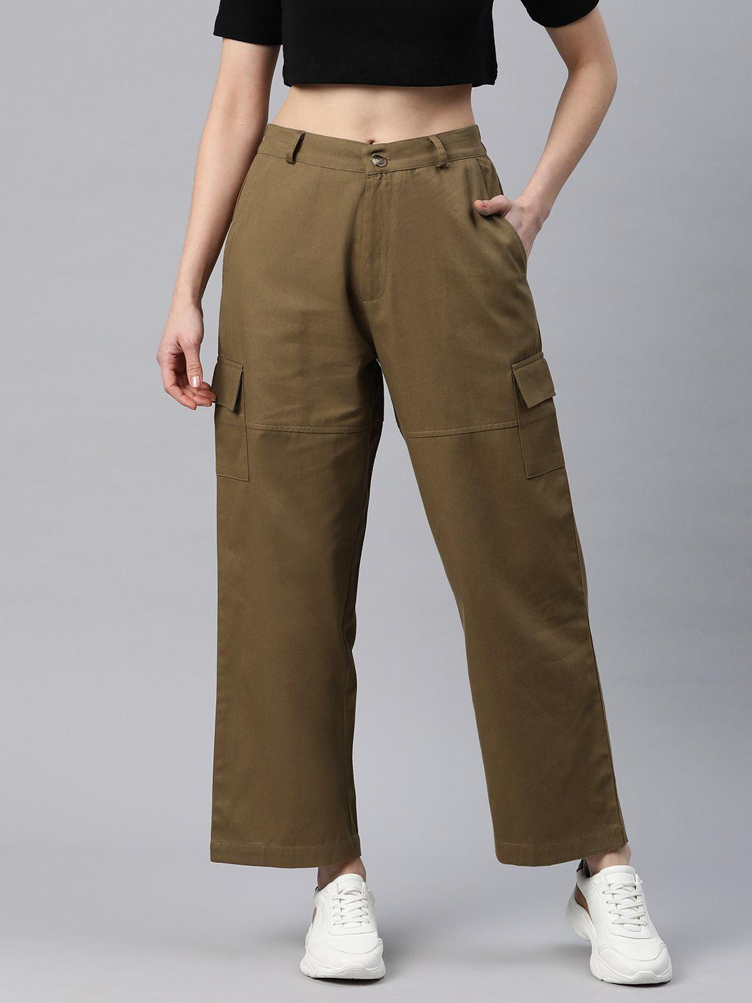 Popnetic Flat-Front High-Rise Pure Cotton Cargos