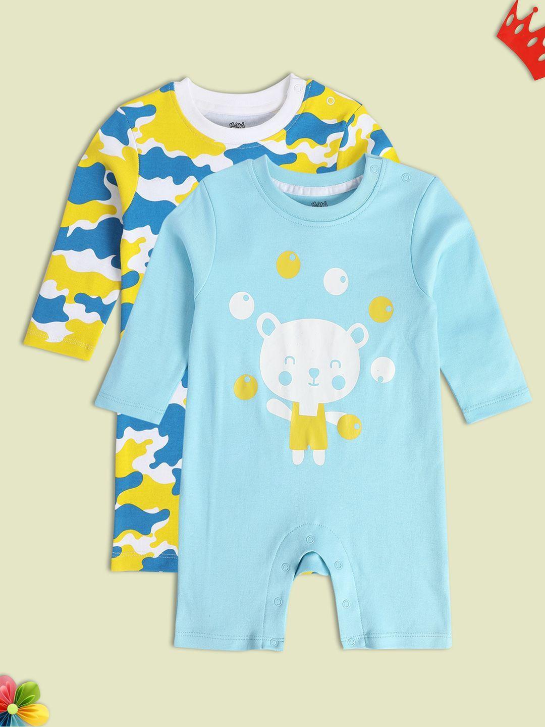 MINI KLUB Infant Boys Pack of 2 Printed Pure Cotton Rompers