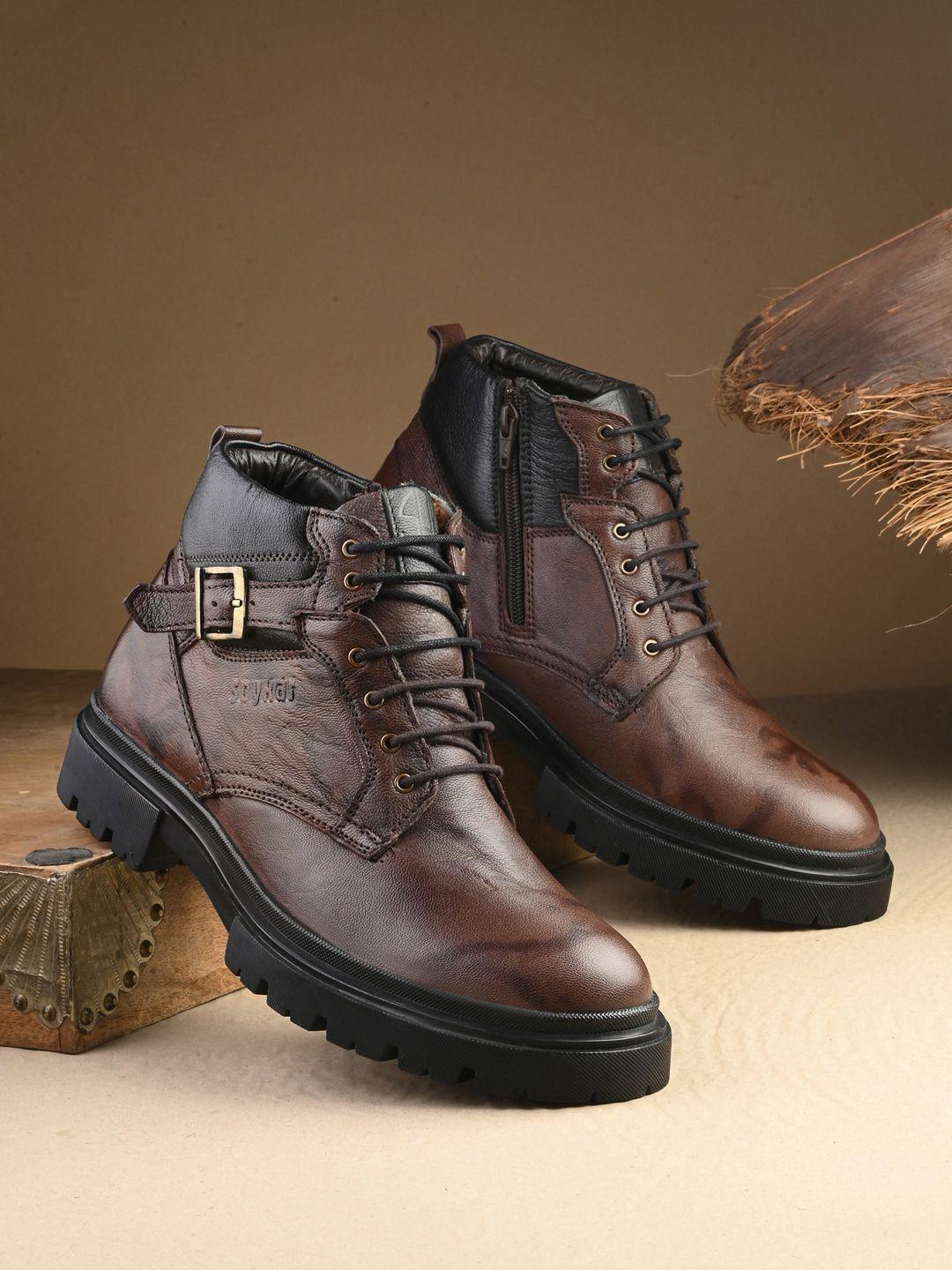 spykar-men-textured-leather-mid-top-regular-boots