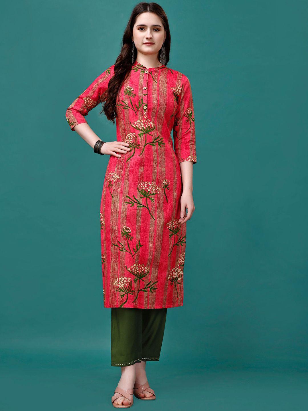 kalini-floral-printed-mandarin-collar-regular-pure-cotton-straight-kurta