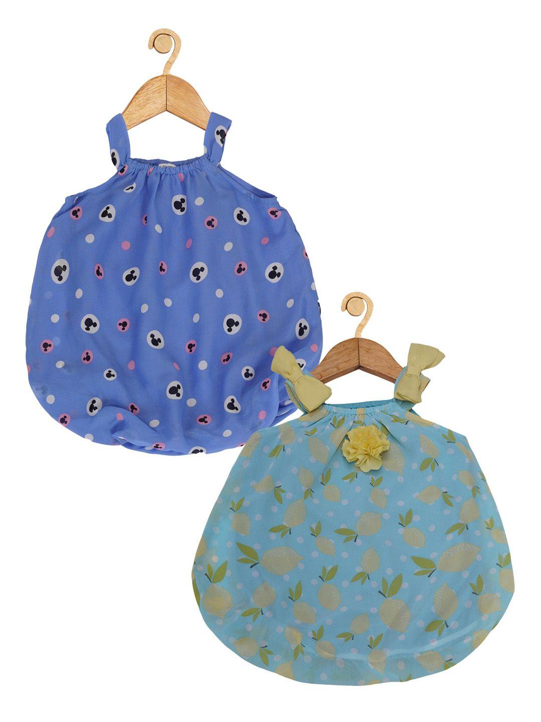 Creative Kids Infant Girls Pack of 2 Printed Romper Dresses