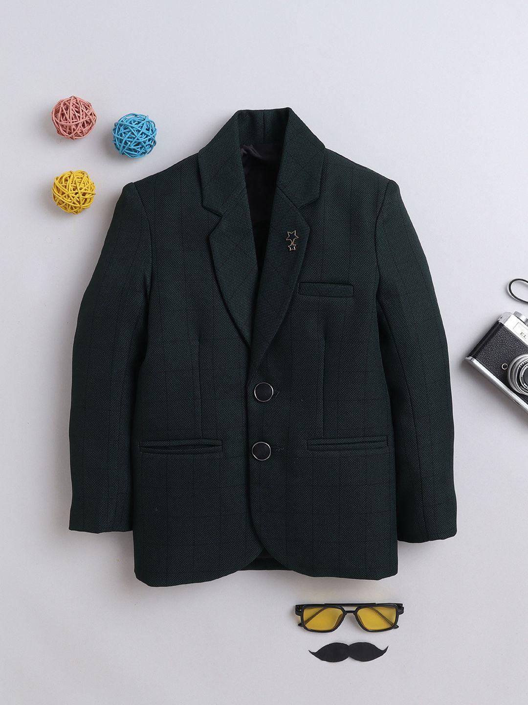 BAESD Boys Checked Notched Lapel Collar Single Breasted Blazer