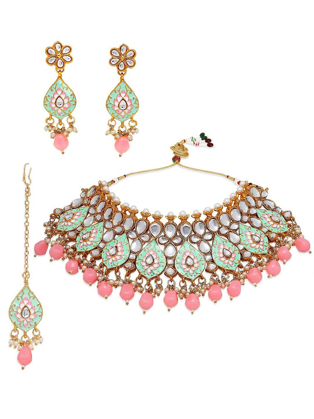 OOMPH Meenakari Kundan-Studded & Beaded Jewellery Set