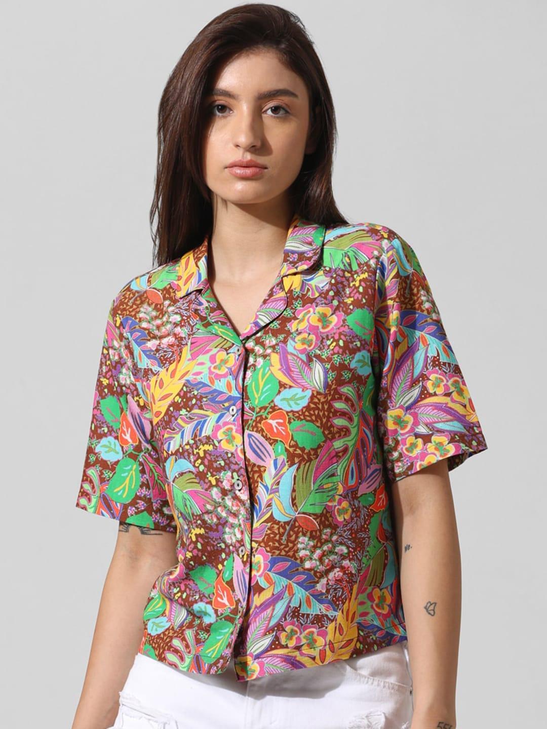 ONLY Floral Printed Spread Collar Casual Shirt