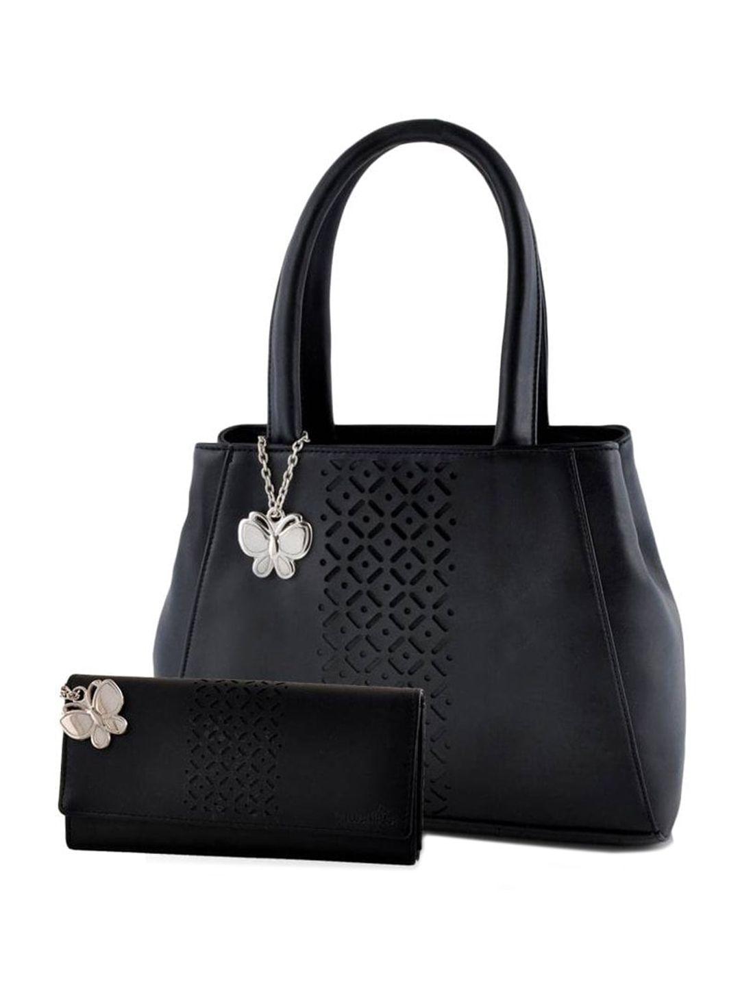 Butterflies PU Structured Tote Bag with Cut Work
