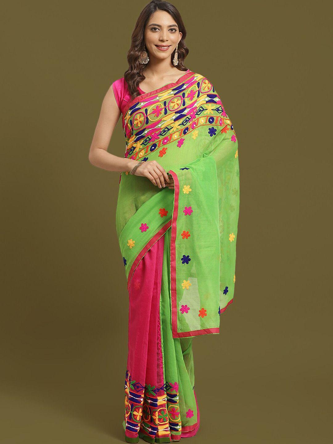 house-of-arli-floral-silk-cotton-half-and-half-saree