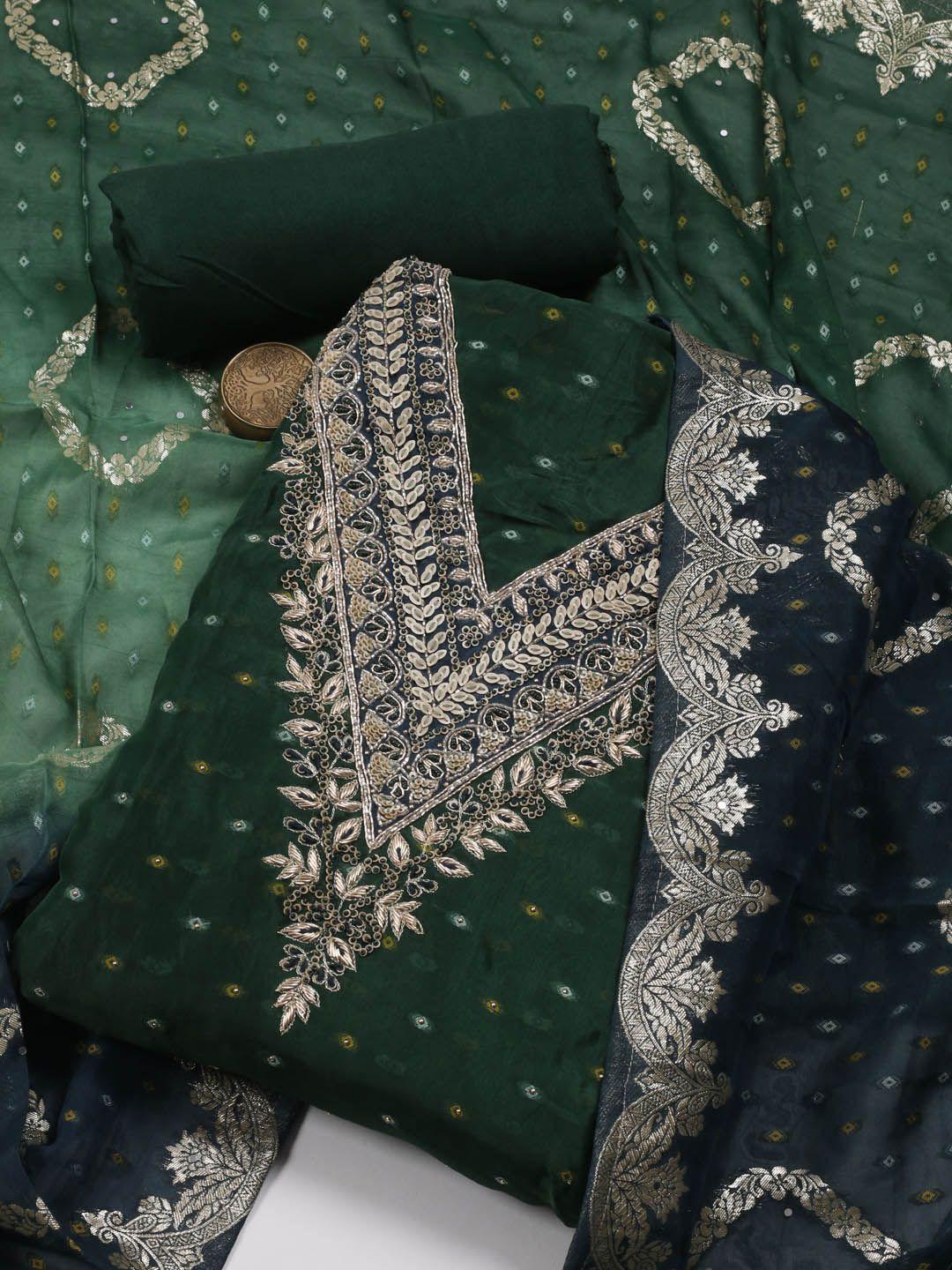 Meena Bazaar Art Silk Unstitched Dress Material