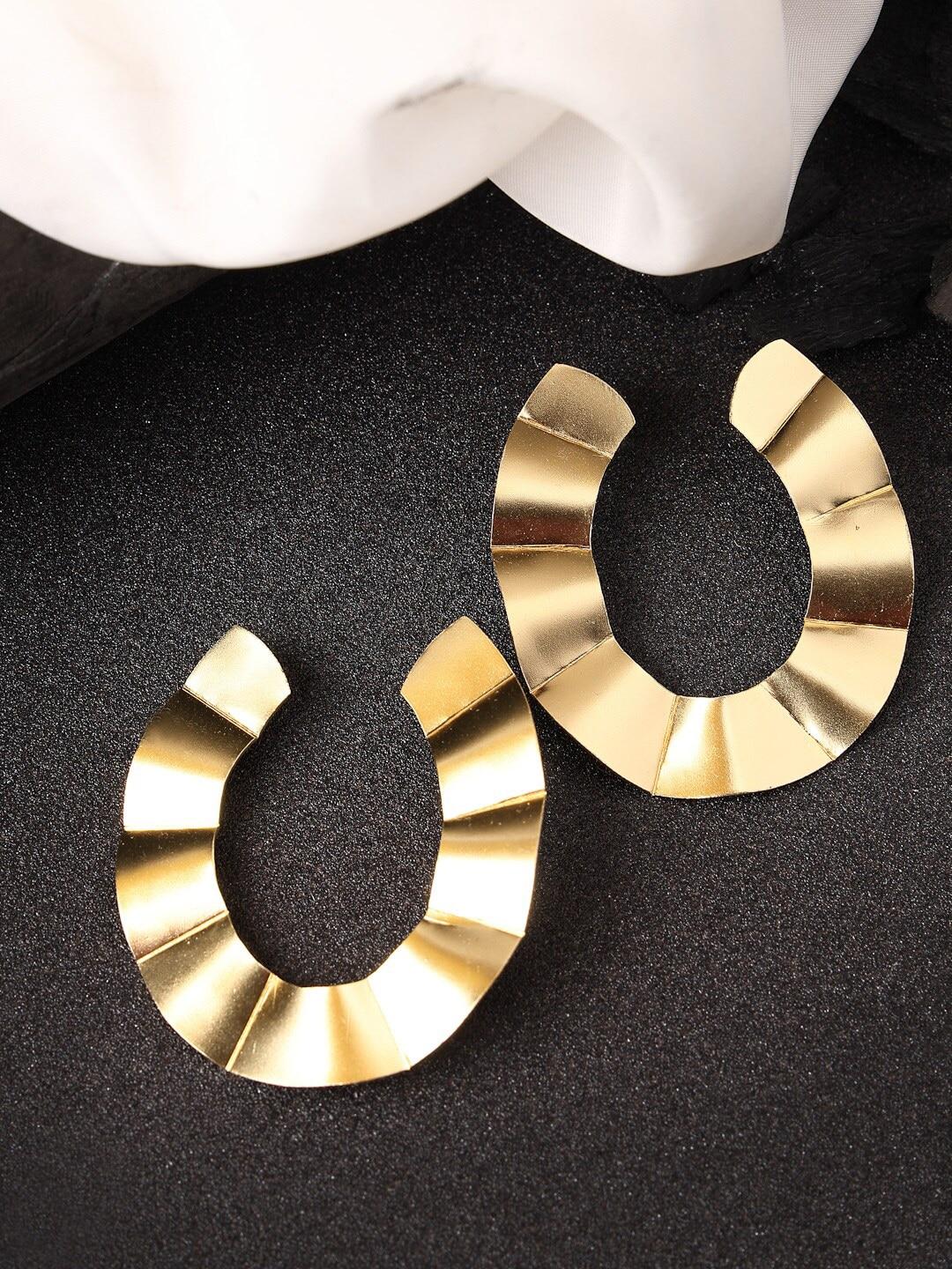 NVR Gold-Plated Contemporary Studs Earrings