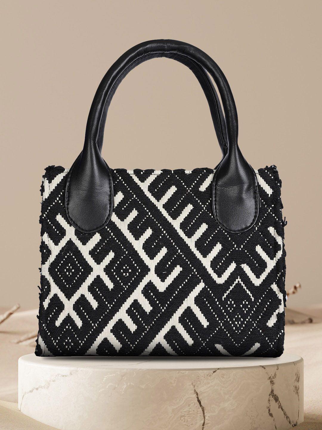 mini-wesst-geometric-printed-structured-handheld-bag-with-cut-work