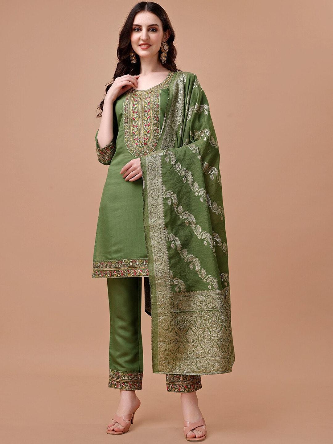 kalini-women-ethnic-motifs-yoke-design-regular-thread-work-kurta-with-trousers-&-with-dupatta