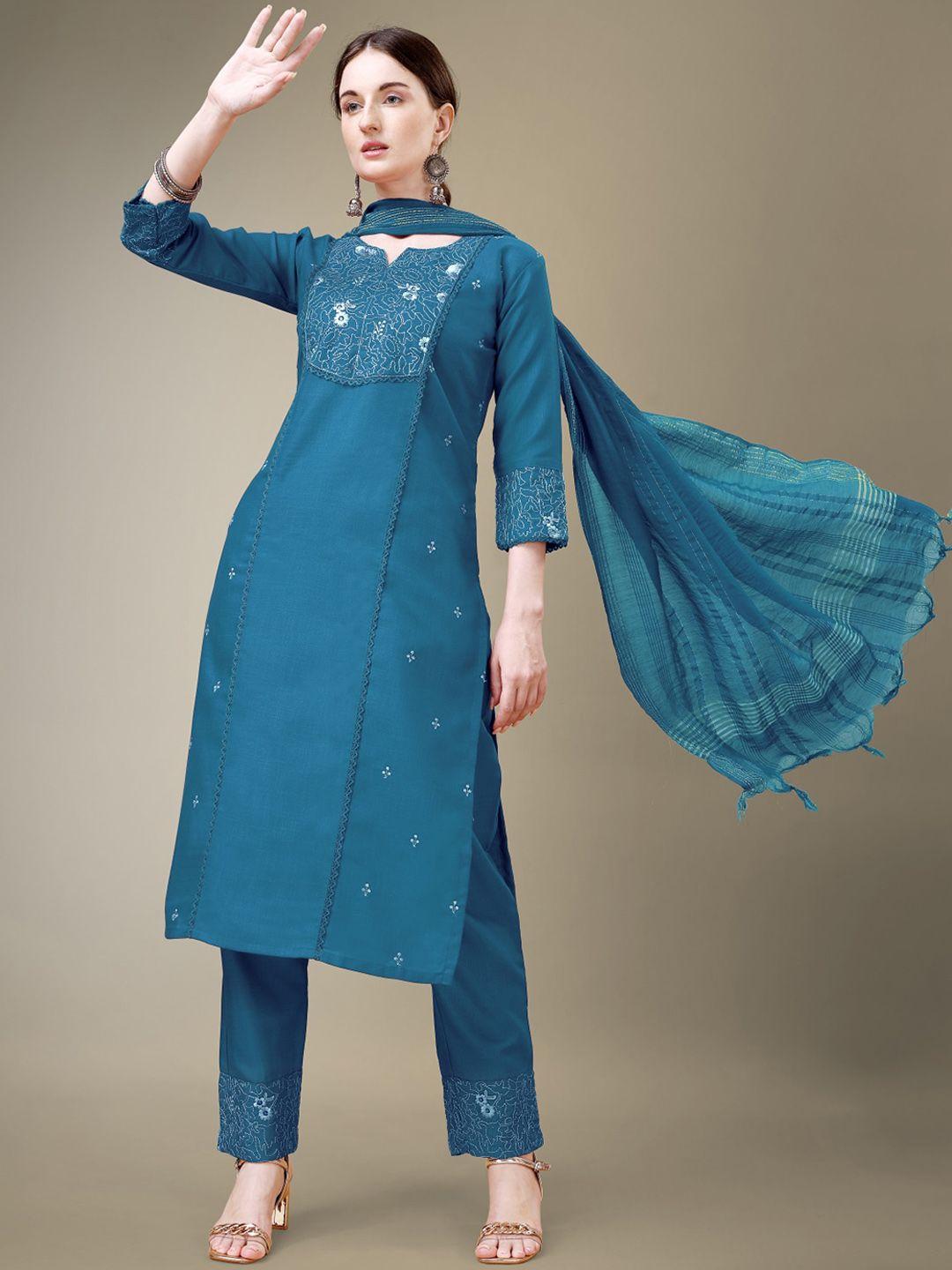 anouk-women-ethnic-motifs-embroidered-regular-kurta-with-trousers-&-with-dupatta