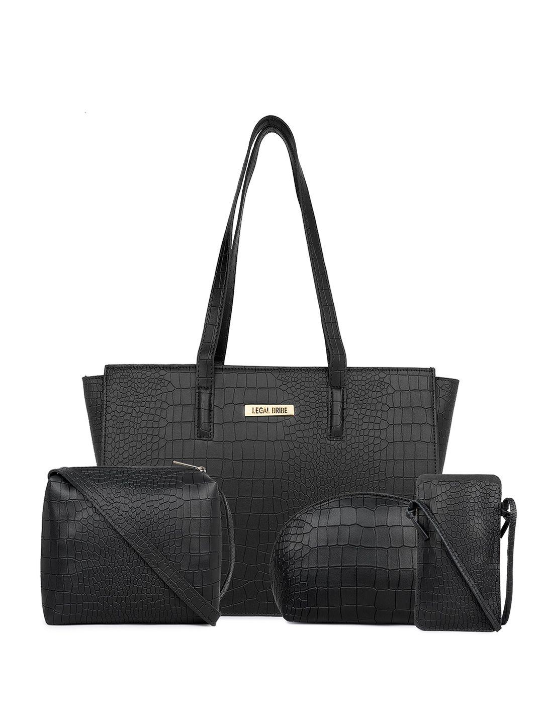 LEGAL BRIBE Set Of 4 Textured Structured Tote Bag