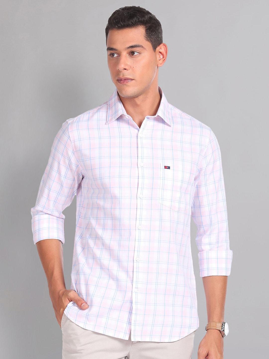 AD By Arvind Slim Fit Grid Tattersall Checks Opaque Cotton Casual Shirt