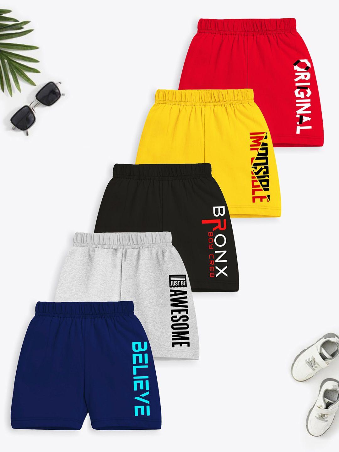Trampoline Boys Pack of 5 Typography Printed Cotton Shorts