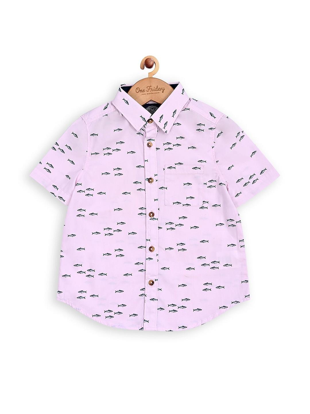 One Friday Boys Classic Opaque Printed Casual Shirt