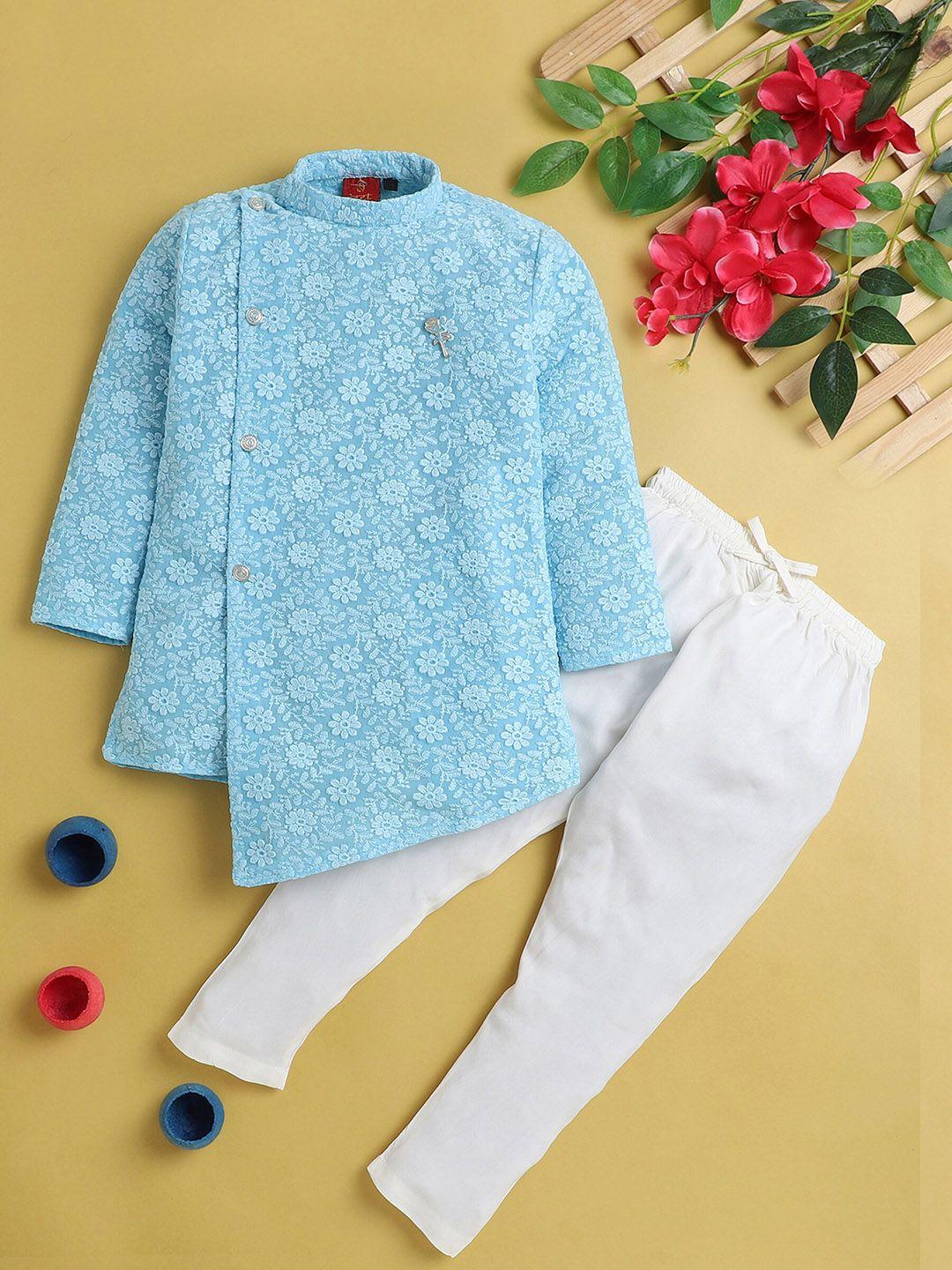 baesd-boys-floral-embroidered-regular-thread-work-kurta-with-pyjamas