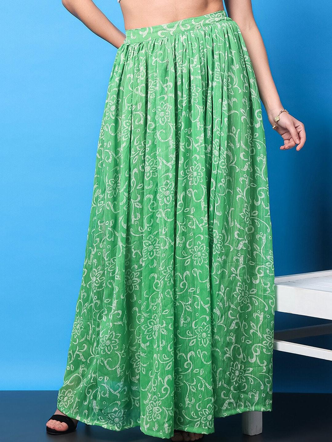 Cation Printed Flared Maxi Skirt