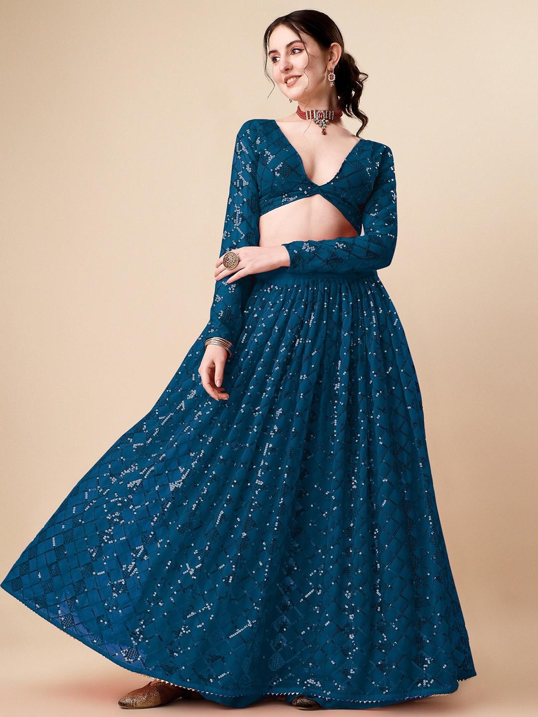 Vaidehi Fashion Embellished Sequinned Ready to Wear Lehenga & Unstitched Blouse With Dupatta