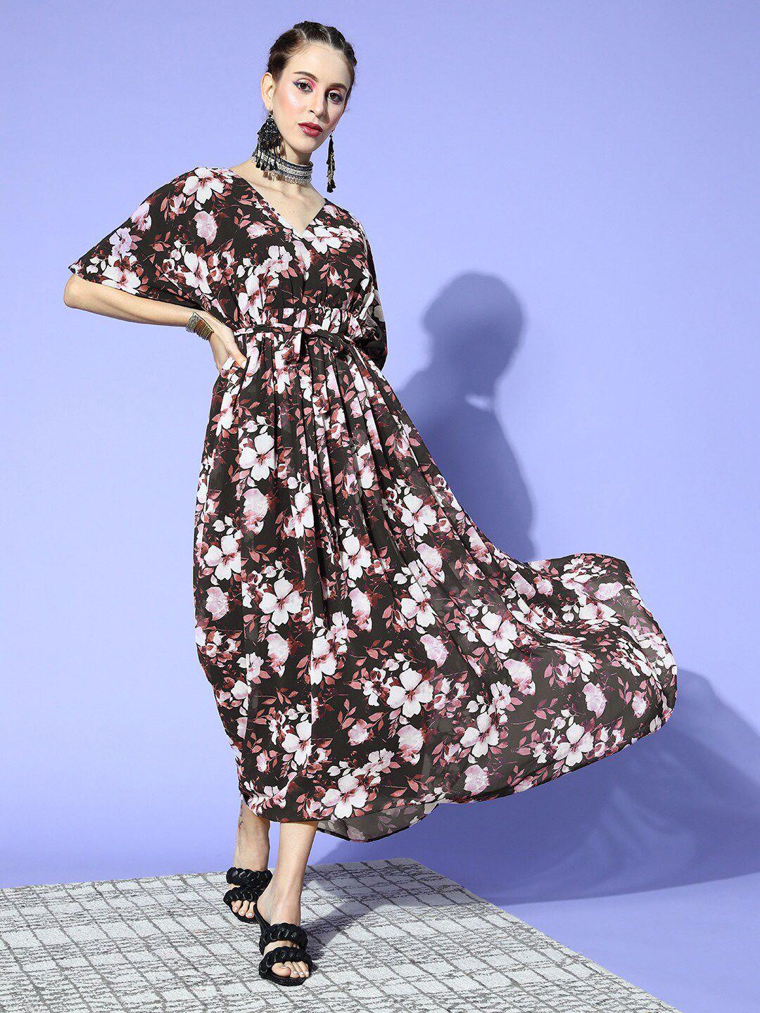 ZIYAA Floral Print Georgette Maxi Dress