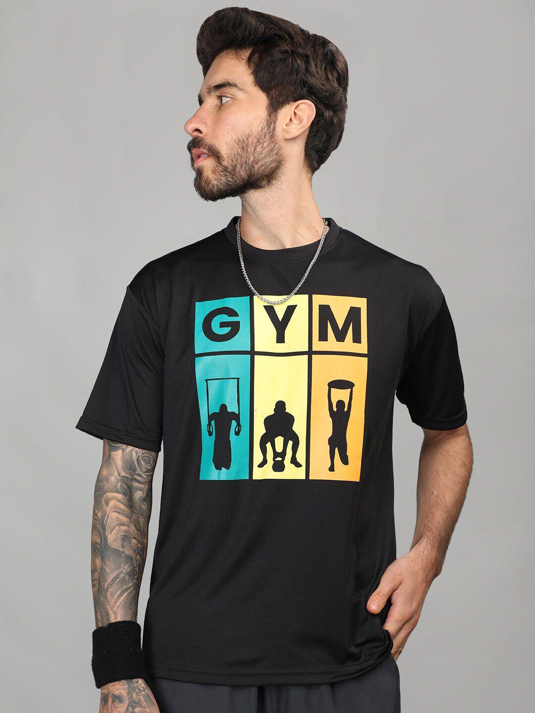CHKOKKO Men Typography Printed V-Neck Applique T-shirt
