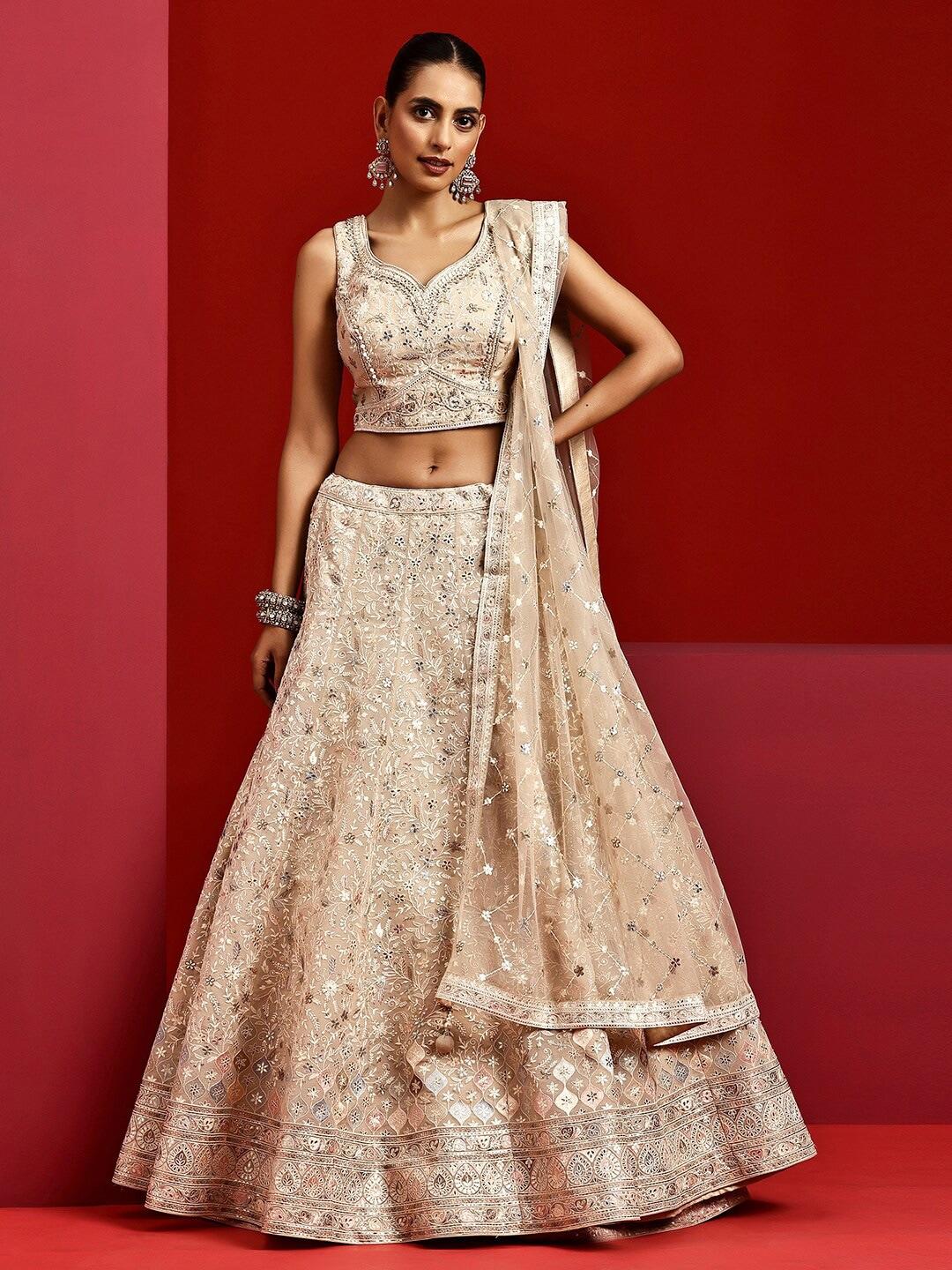 Libas Art Floral Embroidered Sequinned Ready to Wear Lehenga & Padded Blouse With Dupatta
